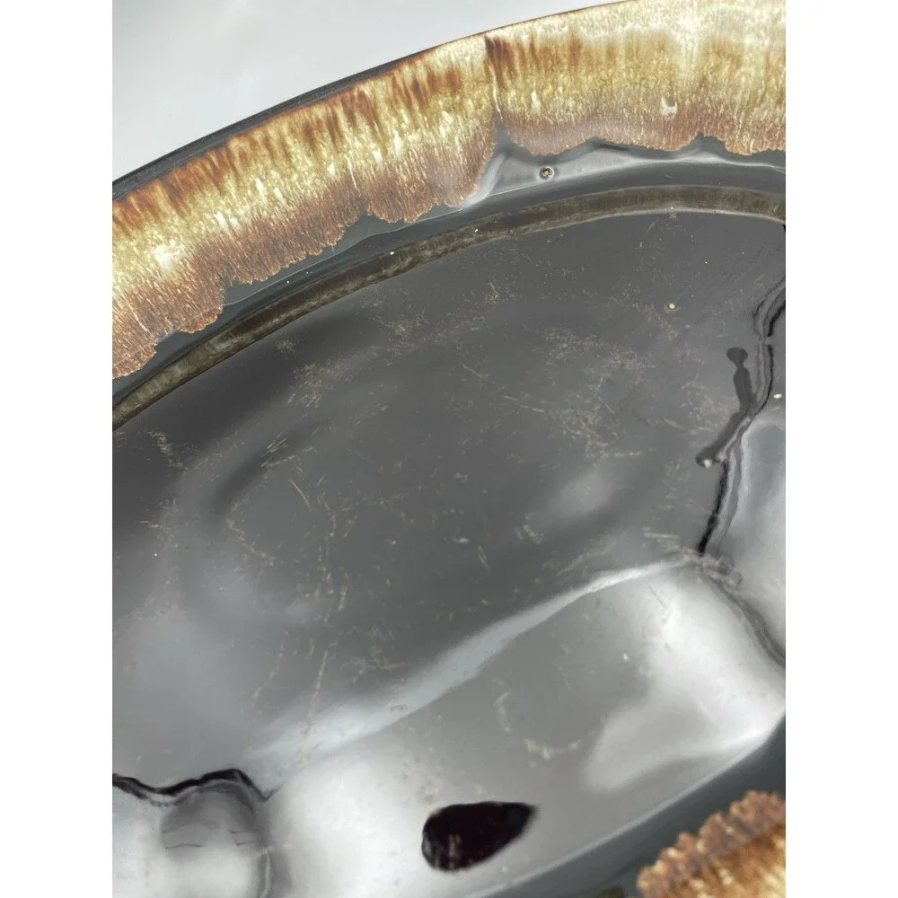 Pfaltzgraff Gourmet Brown Drip Oval Platter Serving Plate 15”